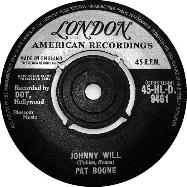 Pat Boone : Johnny Will (7", Single)