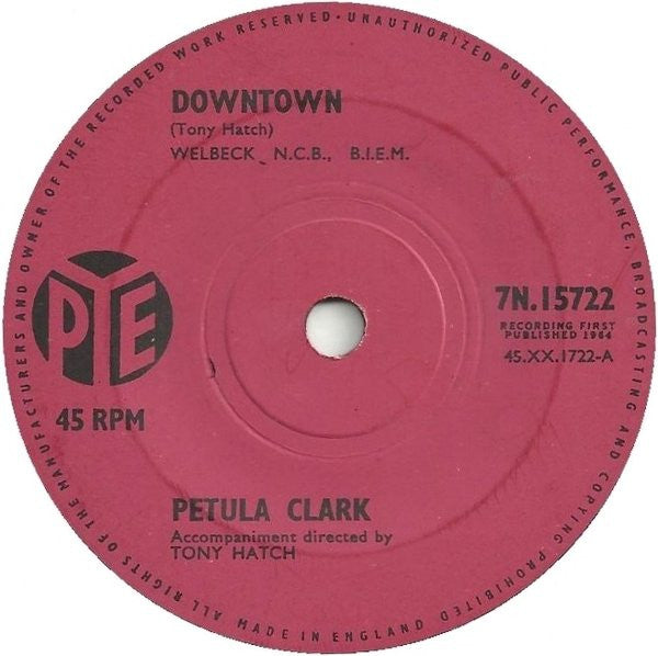 Petula Clark : Downtown (7", Single, Sol)
