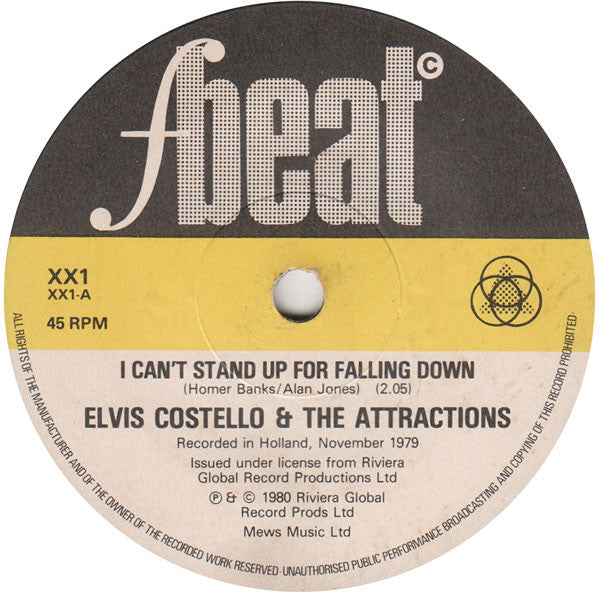 Elvis Costello & The Attractions : I Can't Stand Up For Falling Down (7", Single)