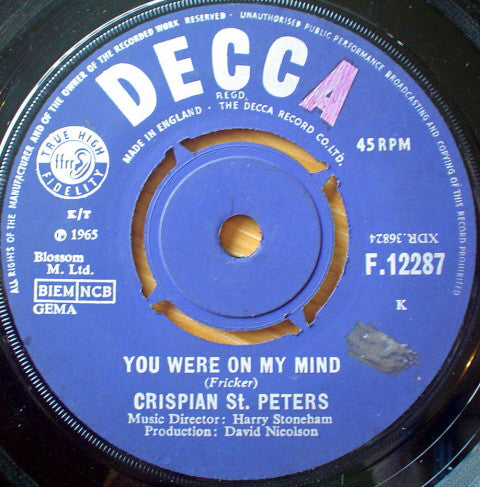Crispian St. Peters : You Were On My Mind (7", Single)