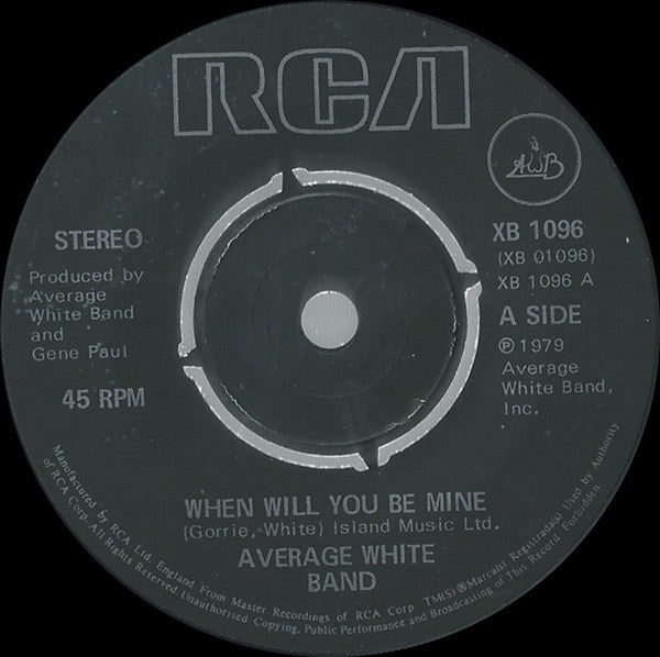 Average White Band : When Will You Be Mine (7")