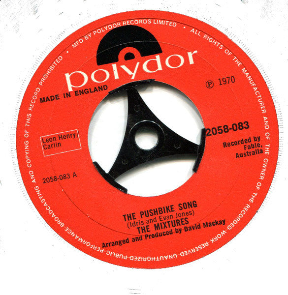 The Mixtures : The Pushbike Song (7", Single)