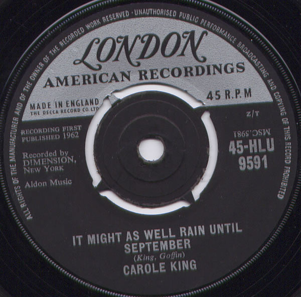 Carole King : It Might As Well Rain Until September (7", Single)