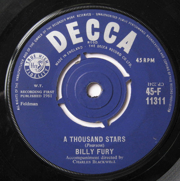 Billy Fury : A Thousand Stars (7", Single)