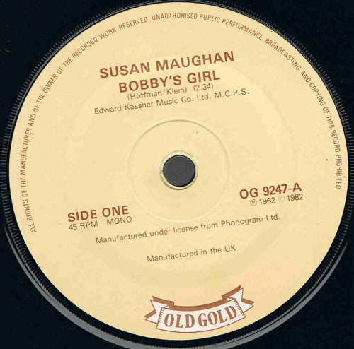 Susan Maughan / The Allisons : Bobby's Girl / Are You Sure (7", Alt)