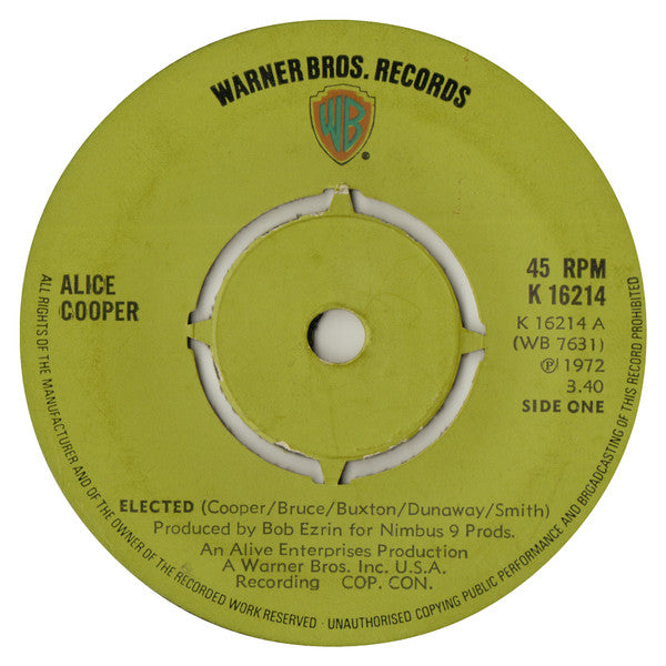 Alice Cooper : Elected  (7", Pus)