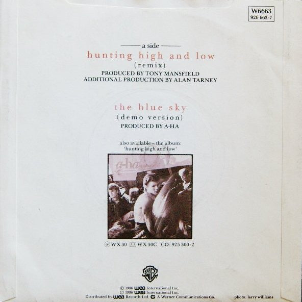 a-ha : Hunting High And Low (Remix) (7", Single, M/Print, Sil)