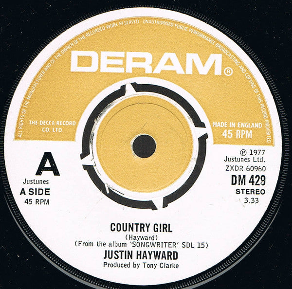 Justin Hayward : Country Girl (7")