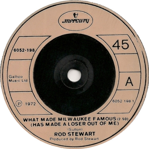 Rod Stewart : What Made Milwaukee Famous (Has Made A Loser Out Of Me) / Angel (7", Single, Inj)