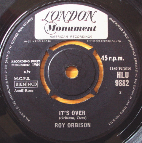 Roy Orbison : It's Over (7", Single)