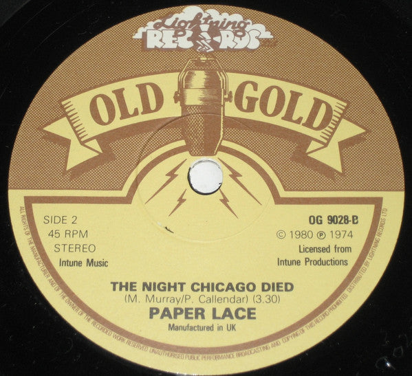 Paper Lace : Billy Don't Be A Hero / The Night Chicago Died (7", Single, RE)