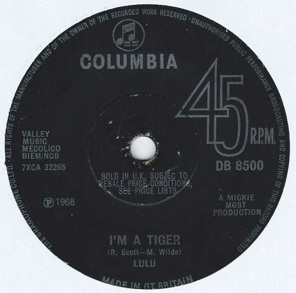 Lulu : I'm A Tiger (7", Single, Sol)