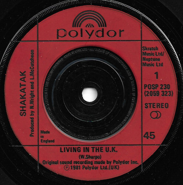 Shakatak : Living In The U.K. (7", Single, Red)