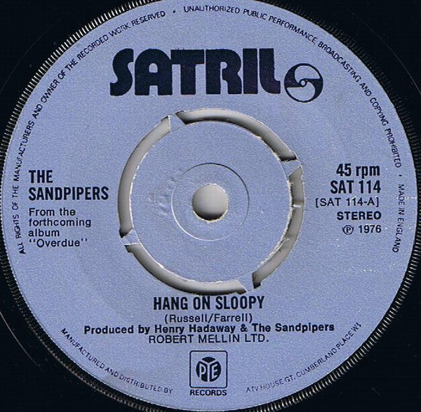 The Sandpipers : Hang On Sloopy (7", Single)