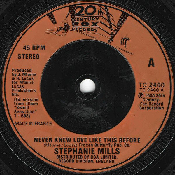 Stephanie Mills : Never Knew Love Like This Before (7", Single, Ora)