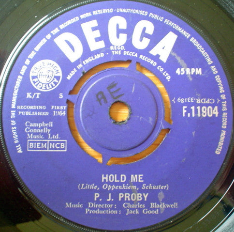 P.J. Proby : Hold Me (7", Single)