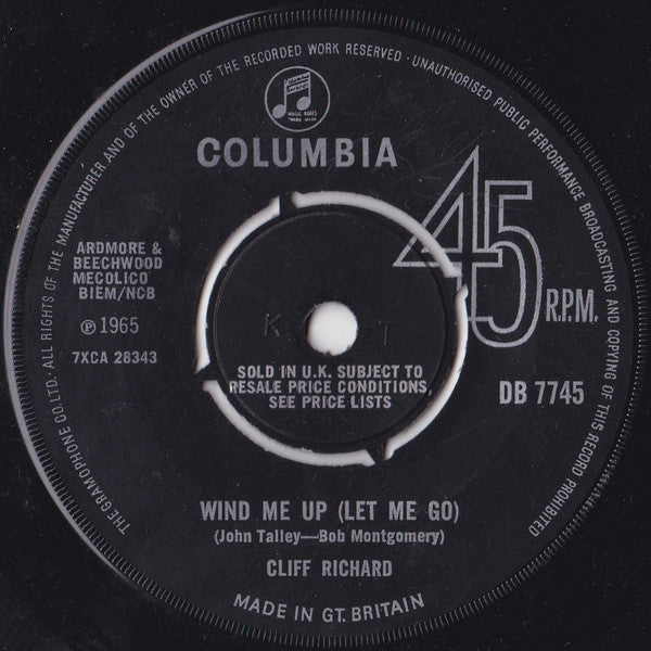 Cliff Richard : Wind Me Up (Let Me Go) (7", Single)