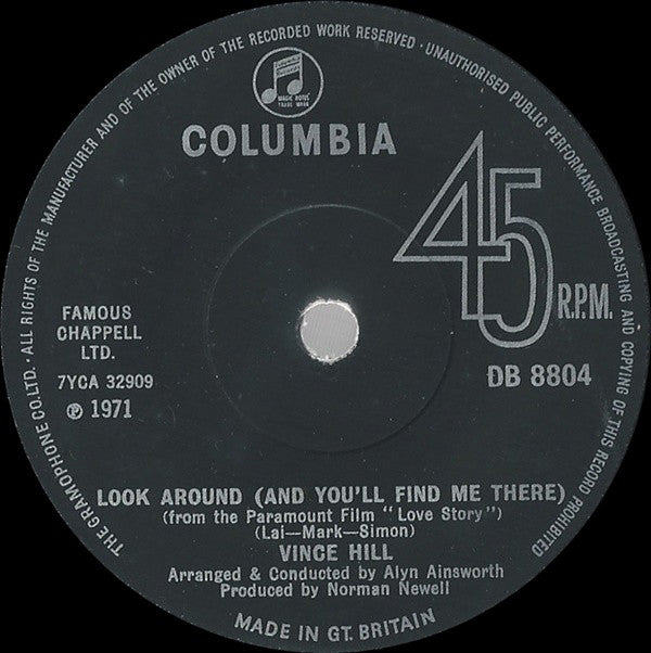 Vince Hill : Look Around (And You'll Find Me There) (7", Single, Sol)