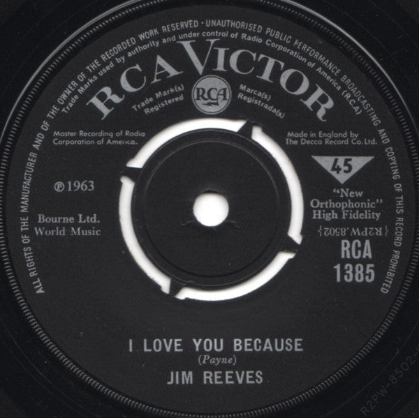 Jim Reeves : I Love You Because (7", Single)