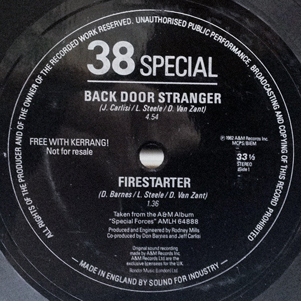 38 Special (2) / Fist / Doc Holliday (3) : Back Door Stranger / Firestarter / Double Or Nothing / Last Ride (Flexi, 7", Shape, Squ)