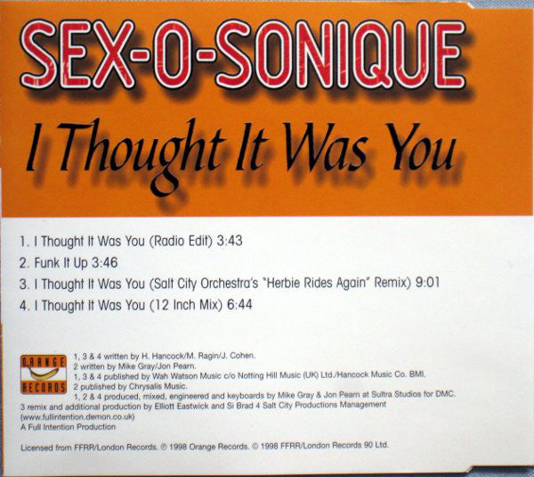 Sex-O-Sonique : I Thought It Was You (CD, Maxi)