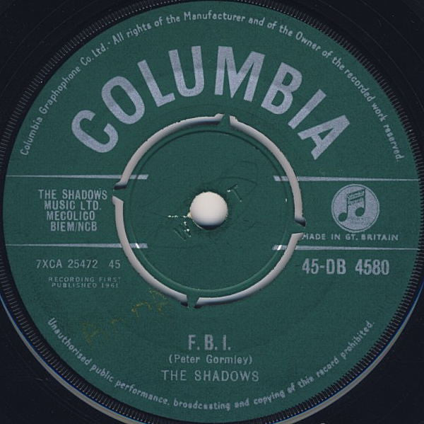 The Shadows : F. B. I. (7", Single)