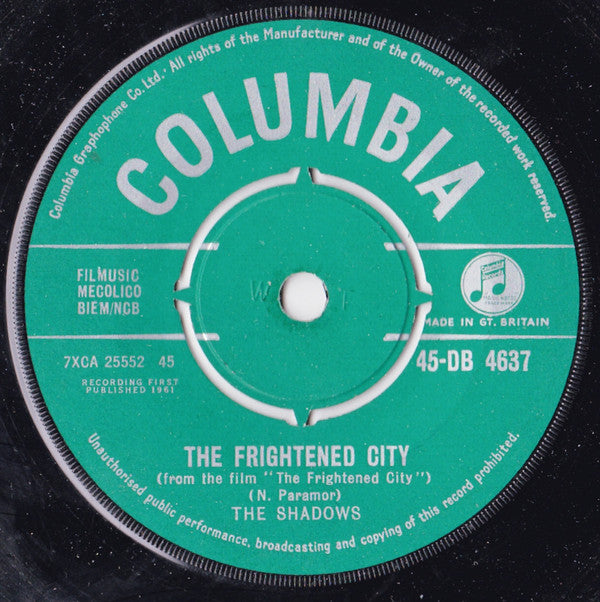 The Shadows : The Frightened City (7", Single)