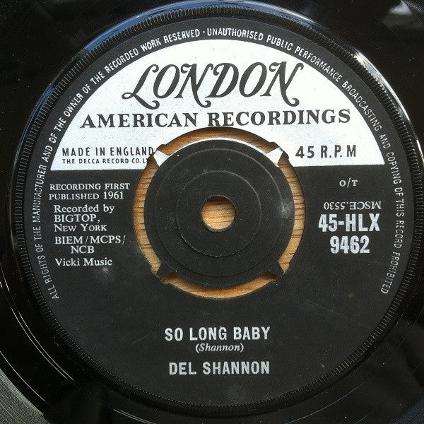 Del Shannon : So Long Baby (7")