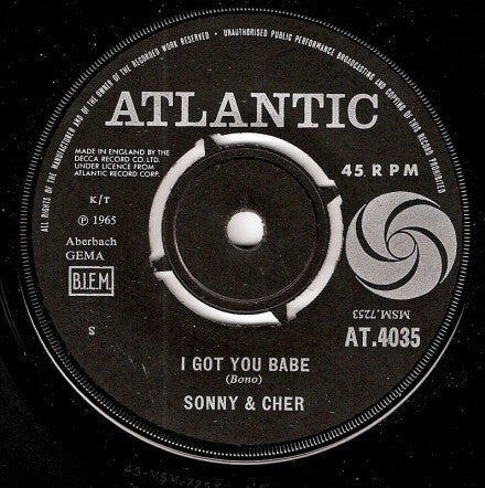 Sonny & Cher : I Got You Babe (7", Single)