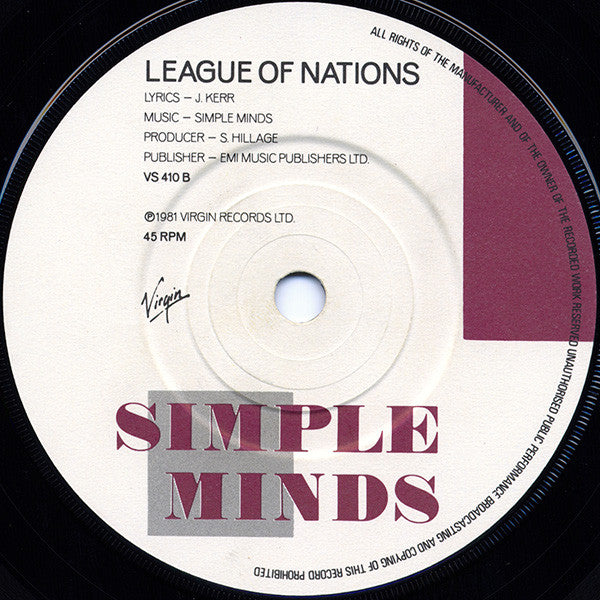 Simple Minds : The American (7", Single)