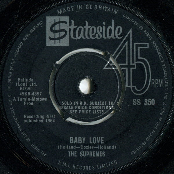 The Supremes : Baby Love  (7", Single)