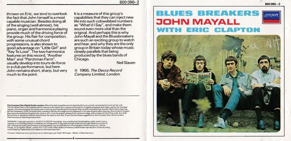 John Mayall With Eric Clapton : Blues Breakers (CD, Album, RE)