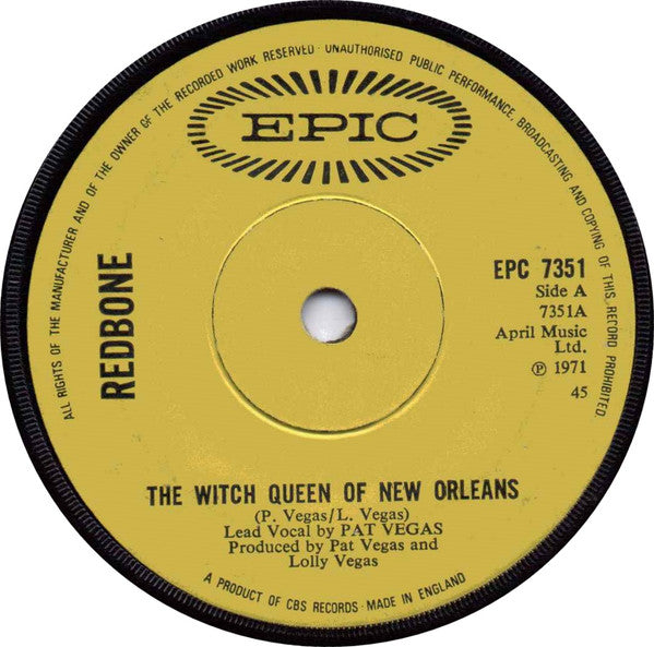 Redbone : The Witch Queen Of New Orleans (7", Single, Sol)
