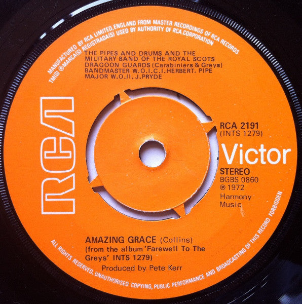 The Pipes And Drums Of The Royal Scots Dragoon Guards (Carabiniers And Greys) And The Military Band Of The Royal Scots Dragoon Guards (Carabiniers And Greys) : Amazing Grace  (7", Single, 4-P)