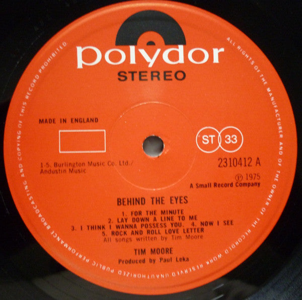 Tim Moore : Behind The Eyes (LP, Album)