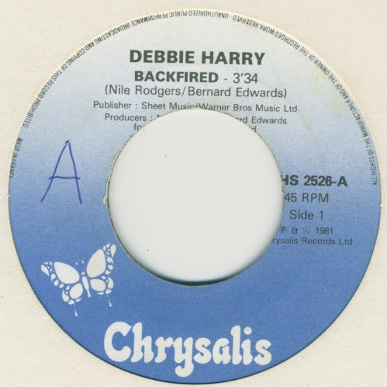 Deborah Harry : Backfired (7", Single, Pap)