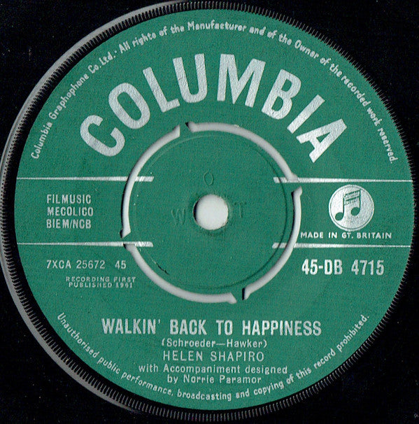 Helen Shapiro : Walkin' Back To Happiness (7", Single)