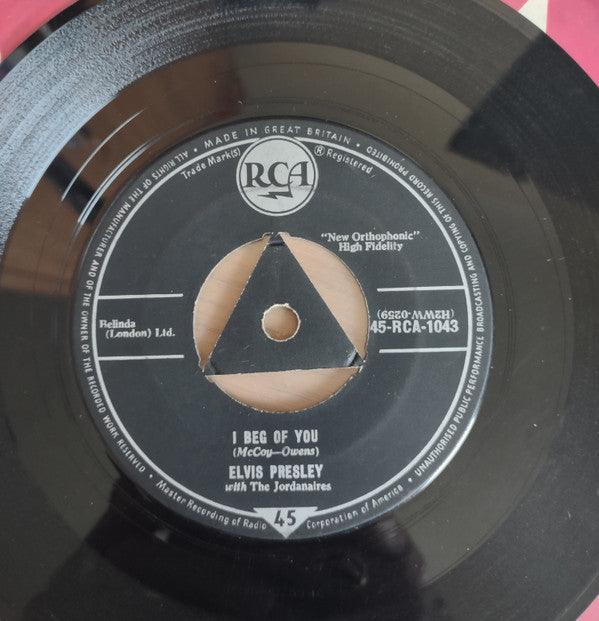 Elvis Presley With The Jordanaires : Don't (7", Single, Tri)