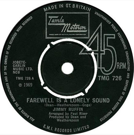Jimmy Ruffin : Farewell Is A Lonely Sound (7", Single, 4-P)