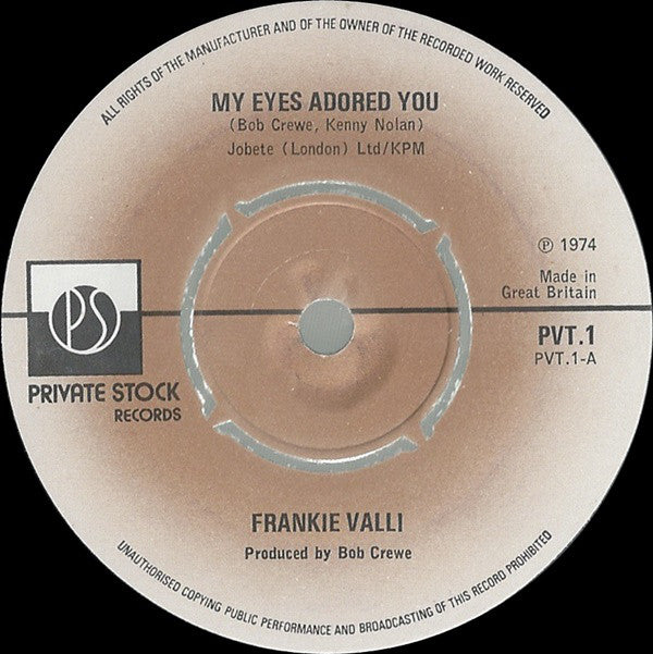Frankie Valli : My Eyes Adored You (7", Single)