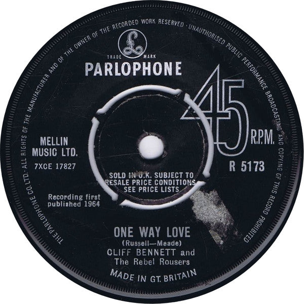 Cliff Bennett & The Rebel Rousers : One Way Love (7", Single)