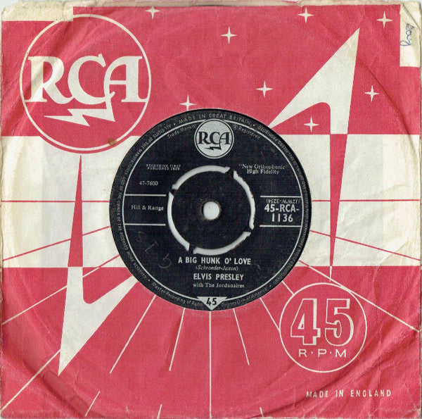 Elvis Presley With The Jordanaires : A Big Hunk O' Love (7", Single, 4-P)