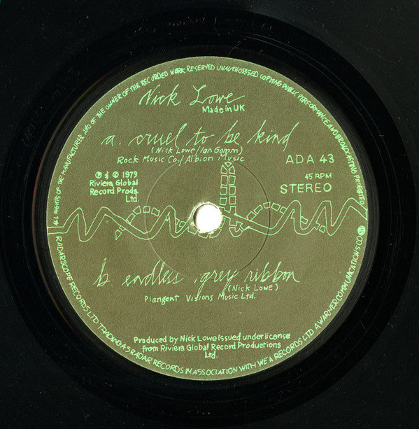 Nick Lowe : Cruel To Be Kind (7", Single)