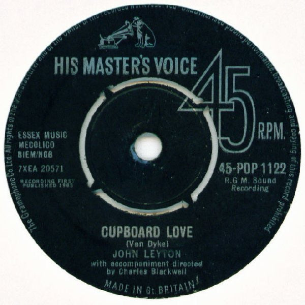 John Leyton : Cupboard Love (7", Single)