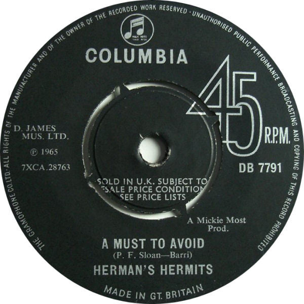 Herman's Hermits : A Must To Avoid (7", Single)