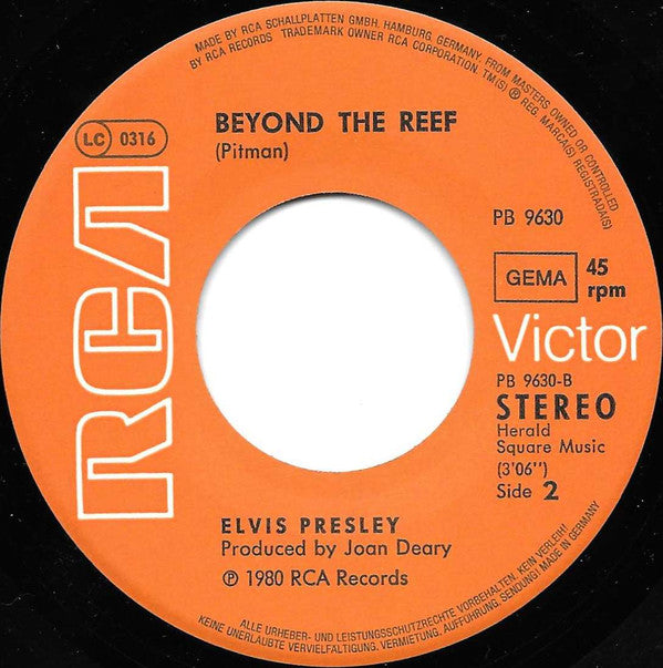 Elvis Presley : Are You Lonesome Tonight? / Beyond The Reef (7", Single, Ora)