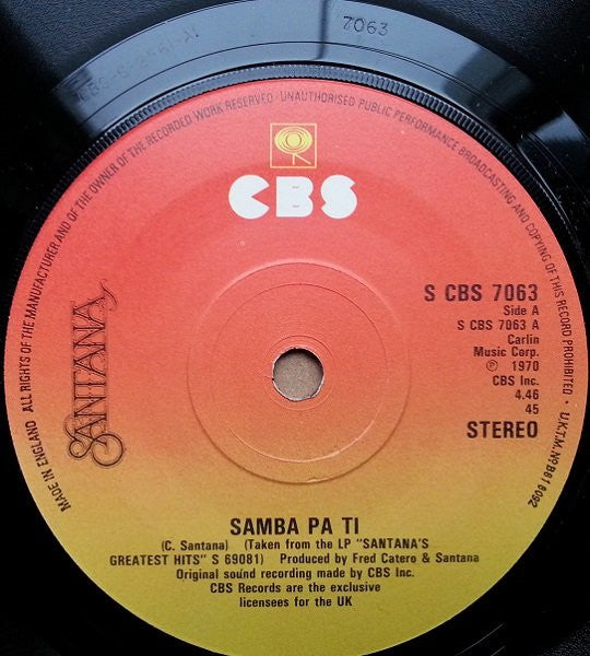 Santana : Samba Pa Ti (7", RE)