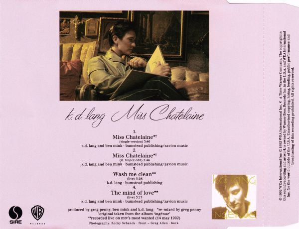 k.d. lang : Miss Chatelaine (CD, Single)