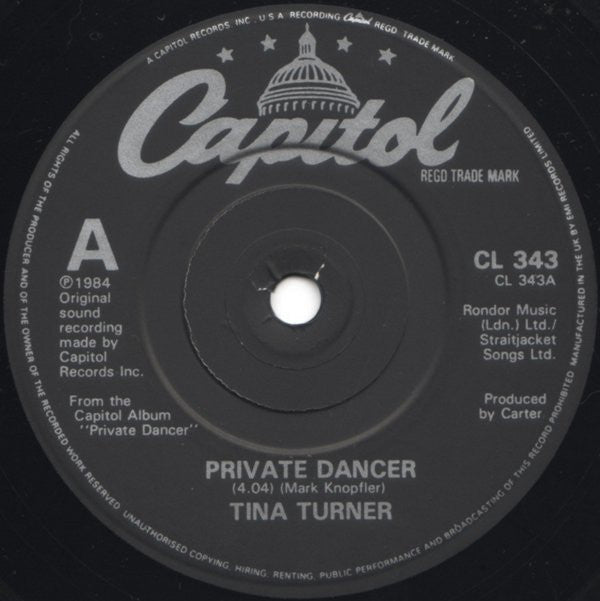 Tina Turner : Private Dancer (7", Single, Pap)