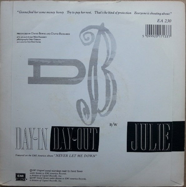 David Bowie : Day-In Day-Out (7", Whi)